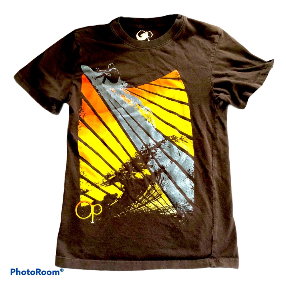 OP Brown Orange Surfer Vibes‎ Tee Shirt Boy M 8